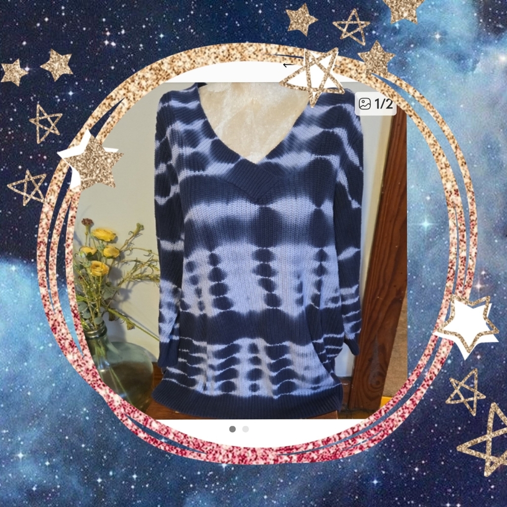 Avenue  Tie-Dye V-Neck Sweater Size 14/16